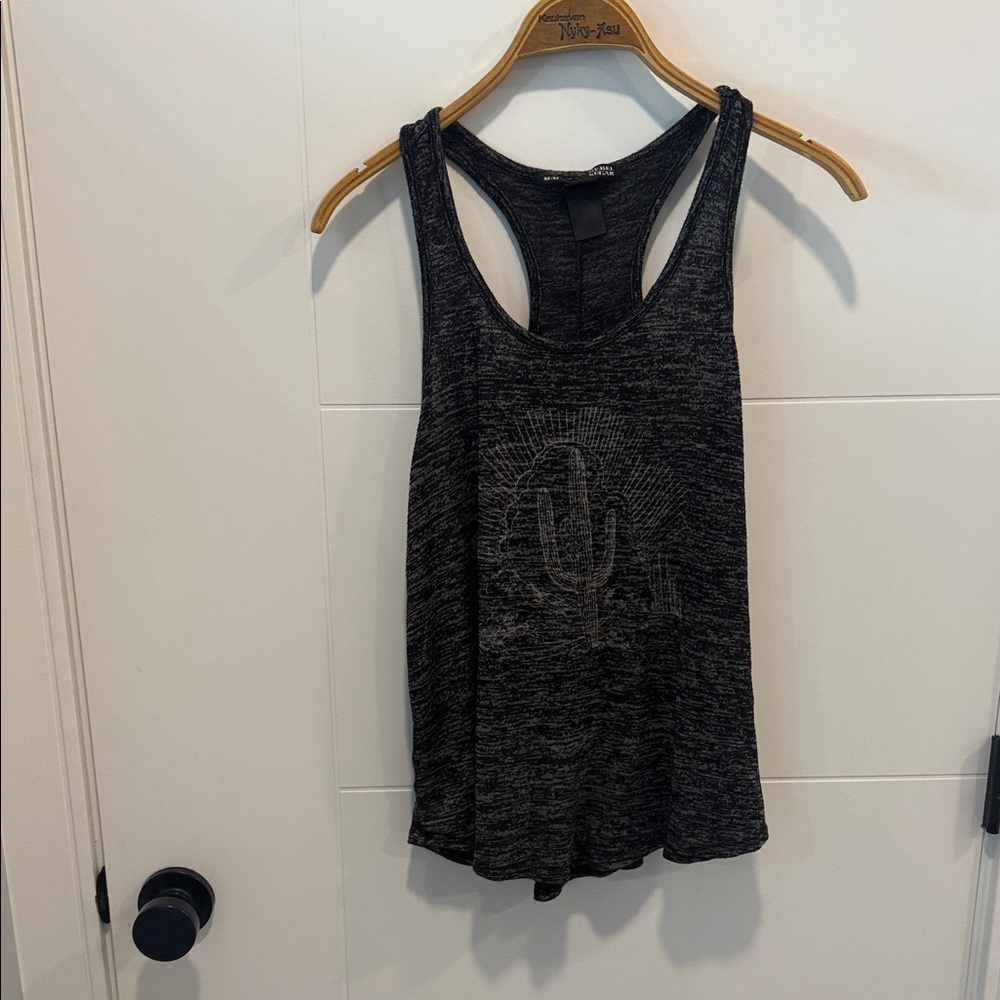 Rebel Sugar Charcoal Tank Top featuring cactus size medium